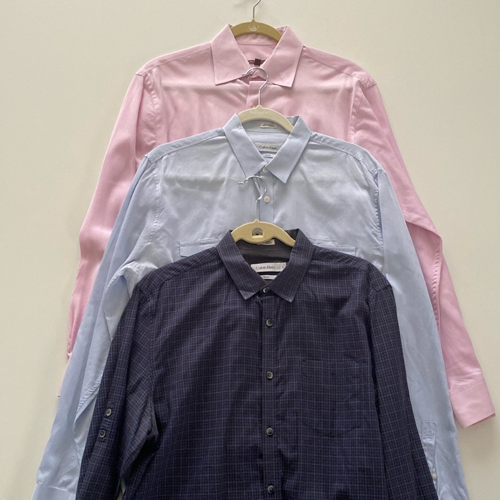 Calvin Klein BCBG Button Down Shirts Set Bundle of 3